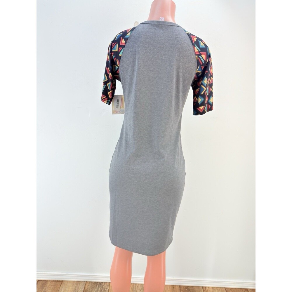 LuLaRoe Julia Dress Bodycon M Gray Blue Stretch Knee Length Comfy Soft - Picture 4 of 14